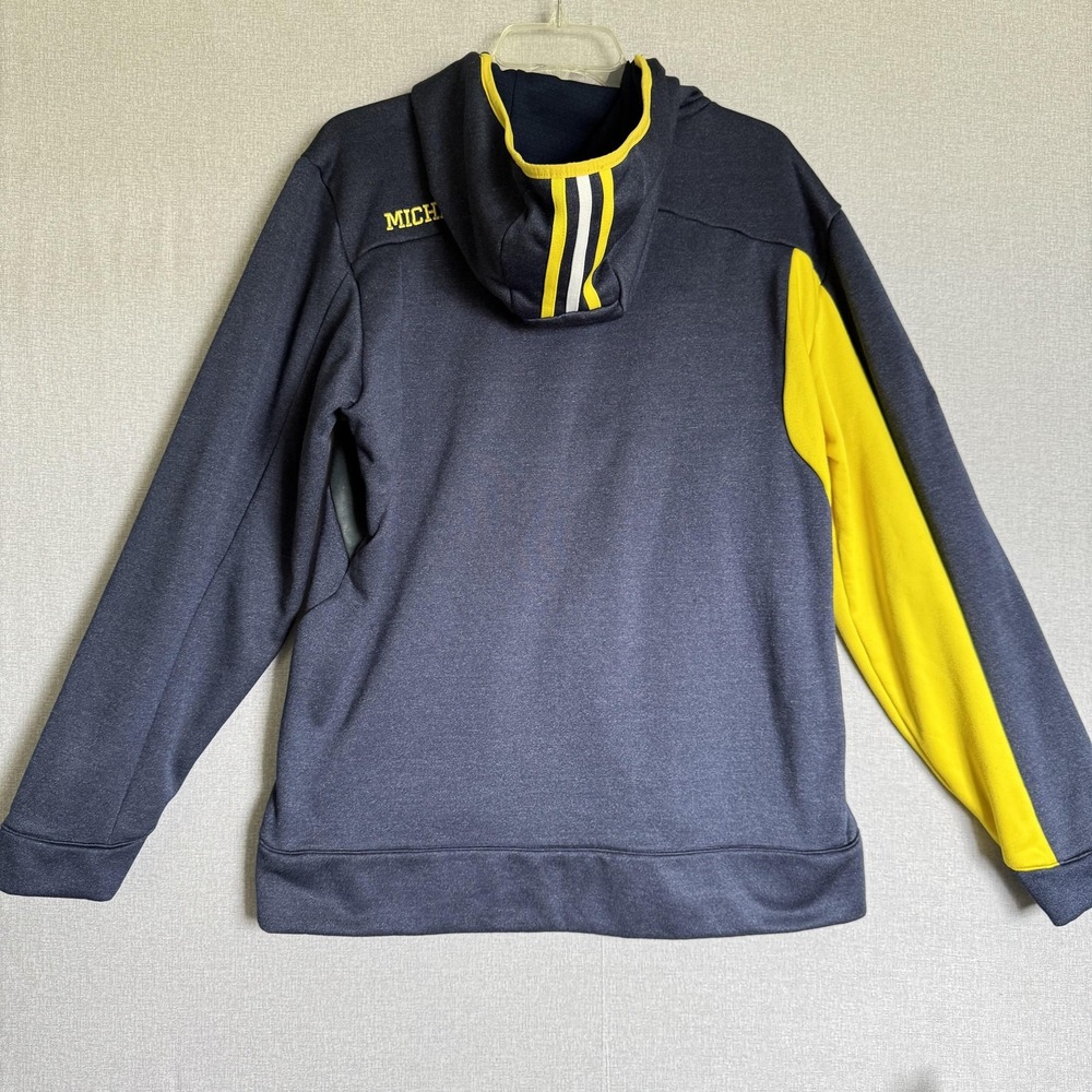 Michigan Wolverines Hoodie Mens Medium‎ Blue NCAA Adidas Quarter Zip Pullover - Picture 7 of 12